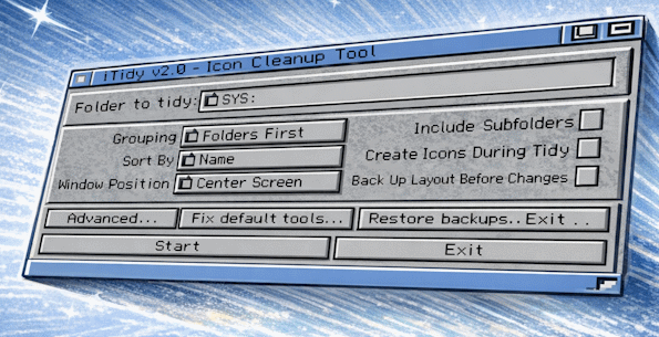 Screenshot of iTidy 2.0 running on Workbench